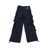 Wide Leg Black Cargo Pants Large Pockets