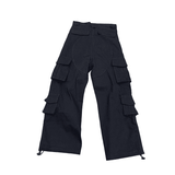 Wide Leg Black Cargo Pants Large Pockets