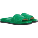 Gucci GG Matelassé Leather Slides Green