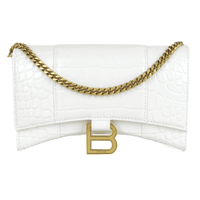 BALENCIAGA Hourglass XS with Chain Shoulder Bag in White